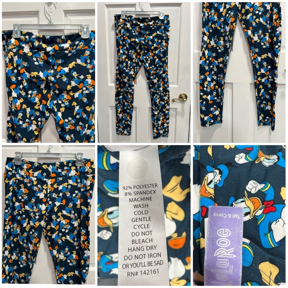 LULAROE Lot Of 3 Disney Super Soft Leggings Mickey Donald TALL & Curvy Pre Loved - Picture 3 of 4